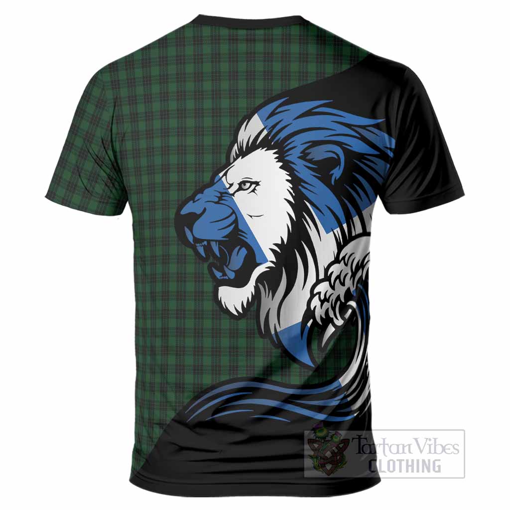 Graham Tartan Crest T-Shirt Scottish Golden Lions Wave Flow