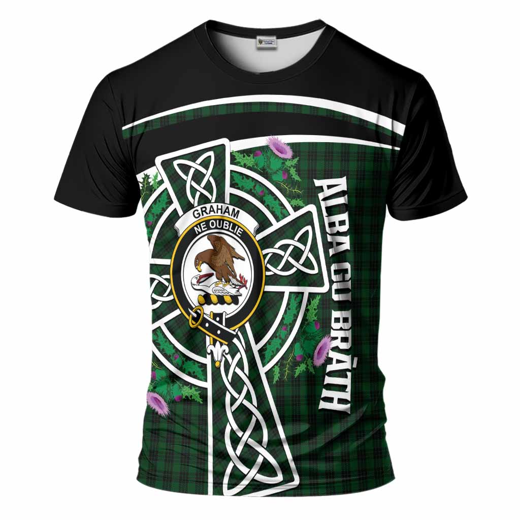 Graham Tartan Crest T-Shirt Scottish Thistle Celtic Cross Alba Gu Brath