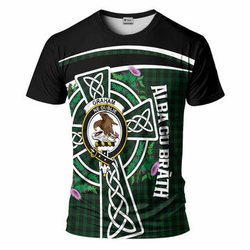 Graham Tartan Crest T-Shirt Scottish Thistle Celtic Cross Alba Gu Brath