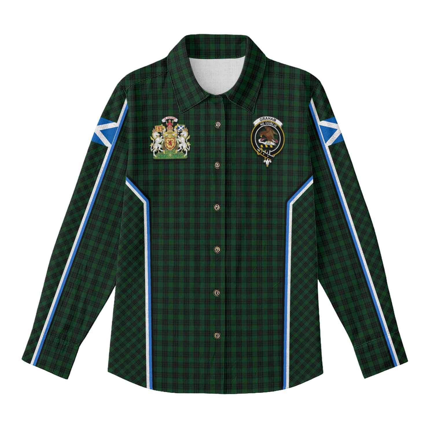 Graham Tartan Crest Women Casual Shirt Scotland Coat of Arm Flag Style - Tartan Vibes Clothing