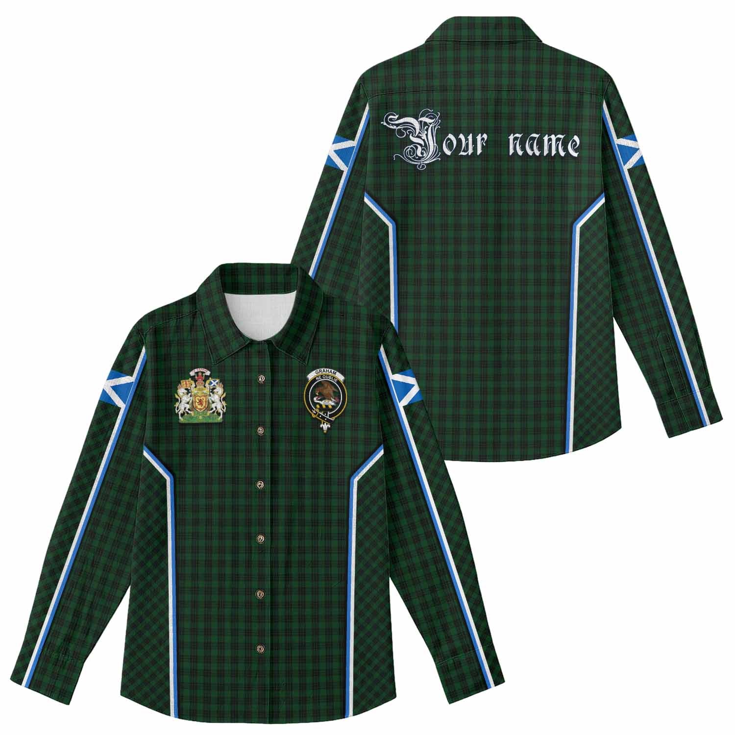Graham Tartan Crest Women Casual Shirt Scotland Coat of Arm Flag Style - Tartan Vibes Clothing