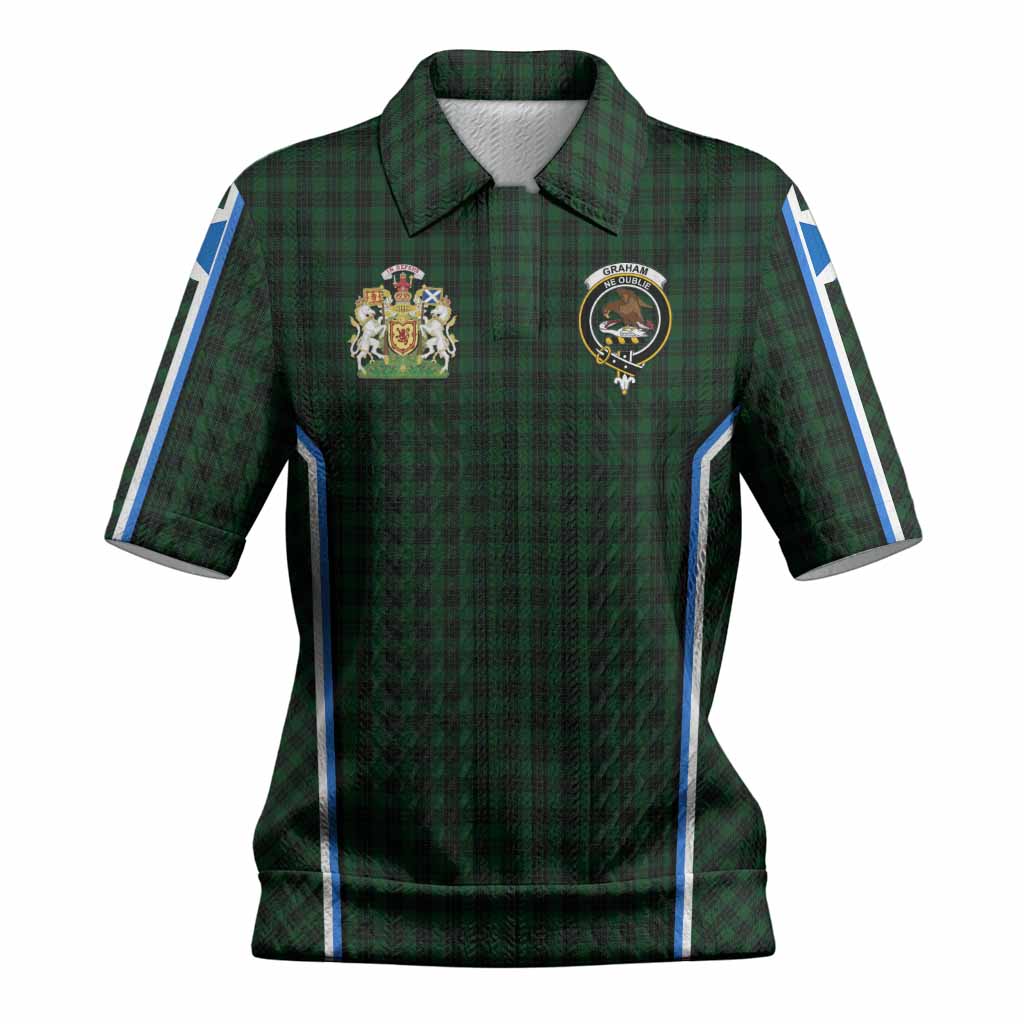 Graham Tartan Crest Women’s Polo Sweater Top Scotland Coat of Arm Flag Style