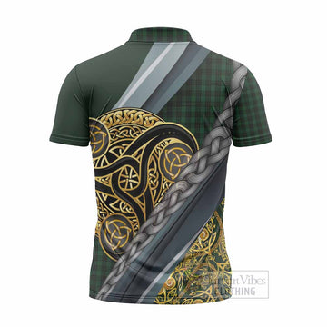 Graham Tartan Crest Zipper Polo Shirt Scottish Triskele Celtic