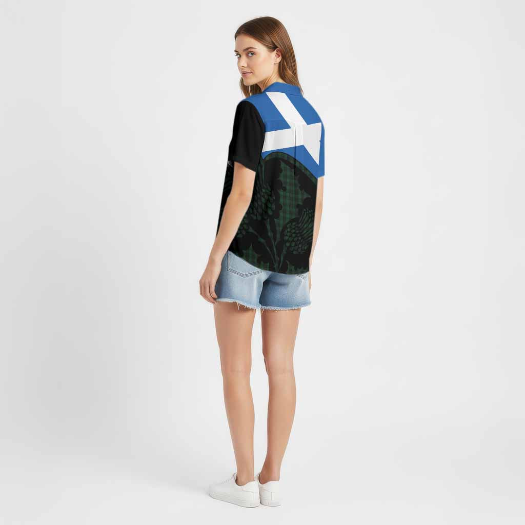 Graham Tartan Family Crest Cotton Hawaiian Shirt Scotland Thistle Floral Flag Style