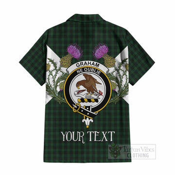 Graham Tartan Family Crest Cotton Hawaiian Shirt Scottish Burns Night Thistle Floral