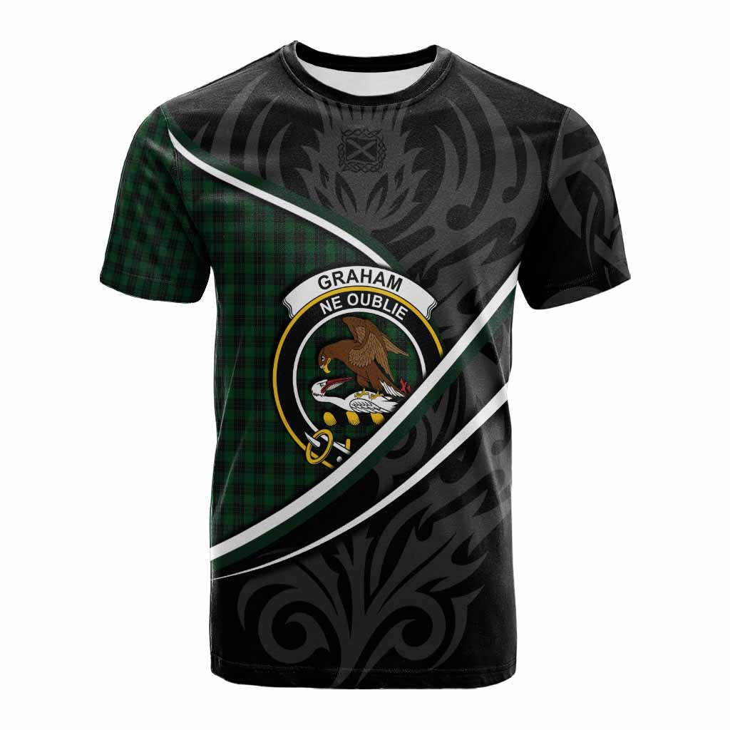 Graham Tartan Family Crest Cotton T-shirt Celtic Scottish Thistle Floral - Tartan Vibes Clothing