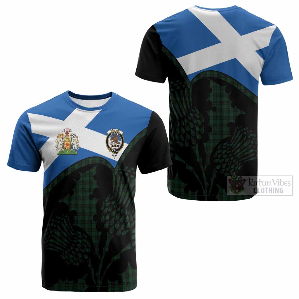 Graham Tartan Family Crest Cotton T-shirt Scotland Thistle Floral Flag Style