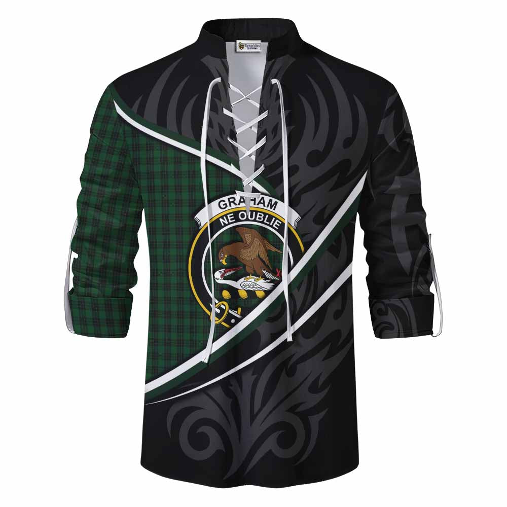 Graham Tartan Family Crest Ghillie Kilt Shirt Celtic Scottish Thistle Floral - Tartan Vibes Clothing