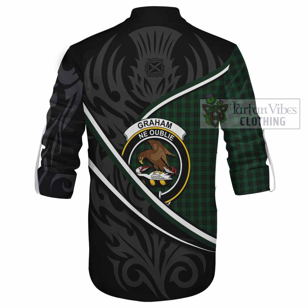 Graham Tartan Family Crest Ghillie Kilt Shirt Celtic Scottish Thistle Floral - Tartan Vibes Clothing