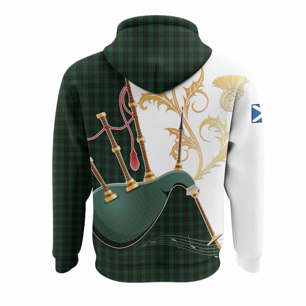 Graham Tartan Family Crest Hoodie Bagpipes with Scottish Thistle