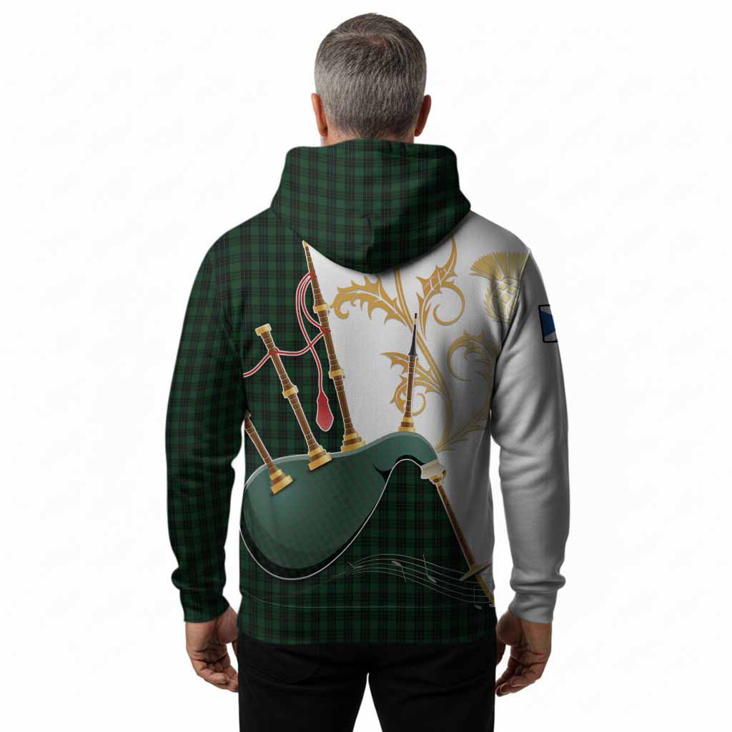 Graham Tartan Family Crest Hoodie Bagpipes with Scottish Thistle