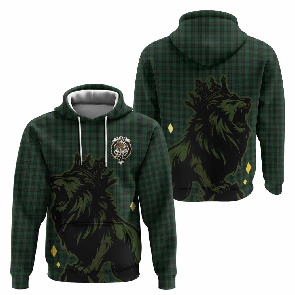 Graham Tartan Family Crest Hoodie Crowned Lion Roaring
