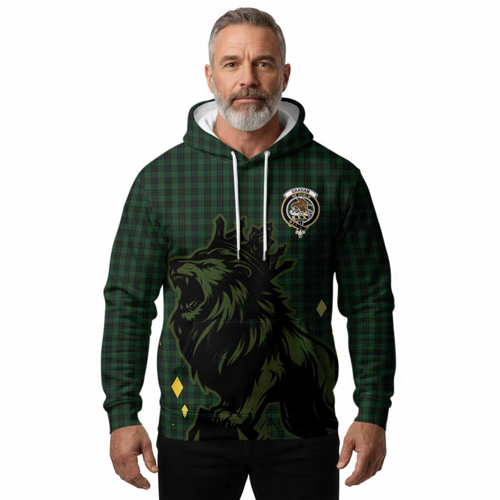 Graham Tartan Family Crest Hoodie Crowned Lion Roaring