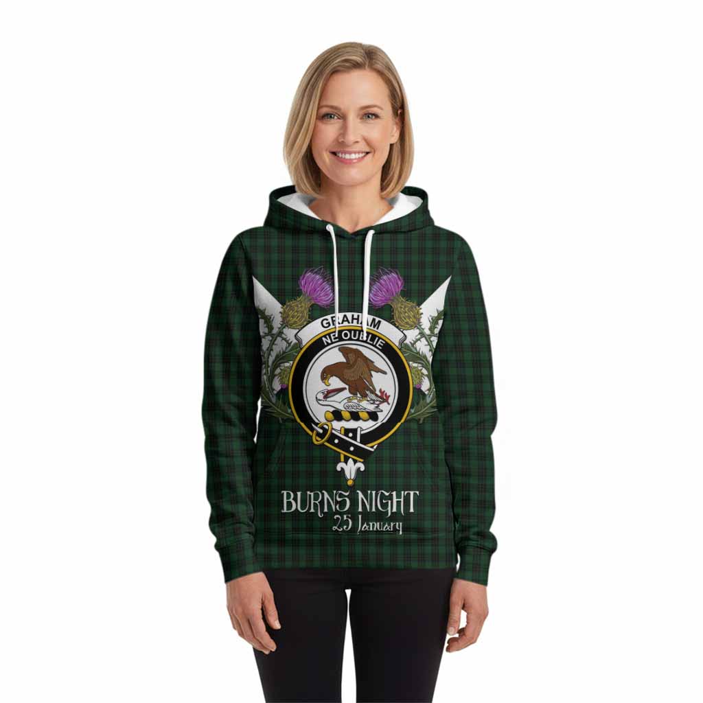 Graham Tartan Family Crest Hoodie Scottish Burns Night Thistle Floral