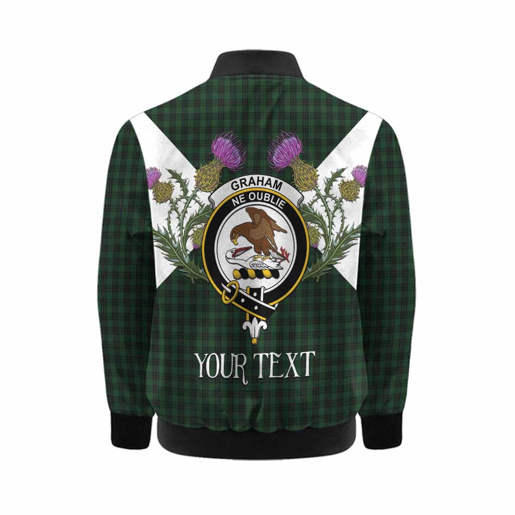 Graham Tartan Family Crest Kid Bomber Jacket Scottish Burns Night Thistle Floral