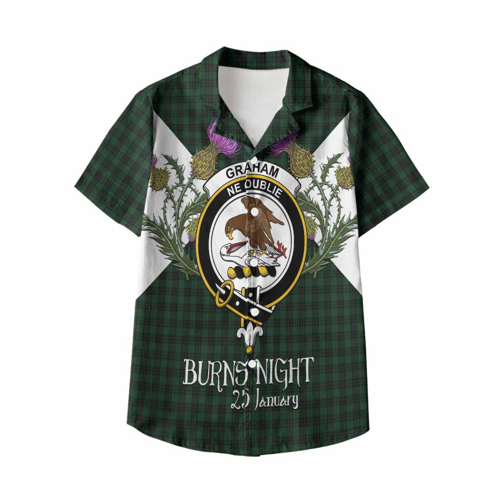 Graham Tartan Family Crest Kid Hawaiian Shirt Scottish Burns Night Thistle Floral