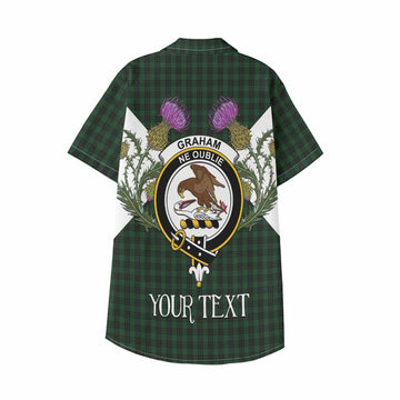 Graham Tartan Family Crest Kid Hawaiian Shirt Scottish Burns Night Thistle Floral