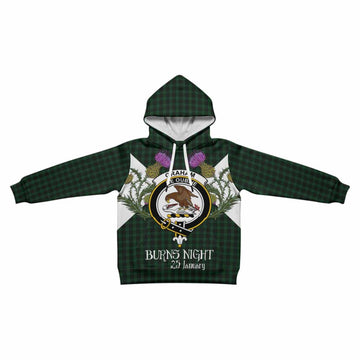 Graham Tartan Family Crest Kid Hoodie Scottish Burns Night Thistle Floral
