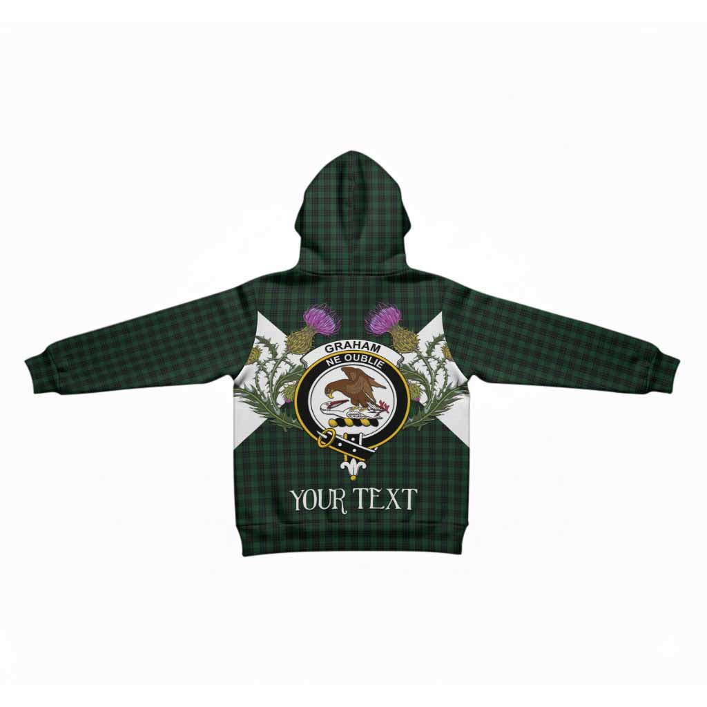 Graham Tartan Family Crest Kid Hoodie Scottish Burns Night Thistle Floral