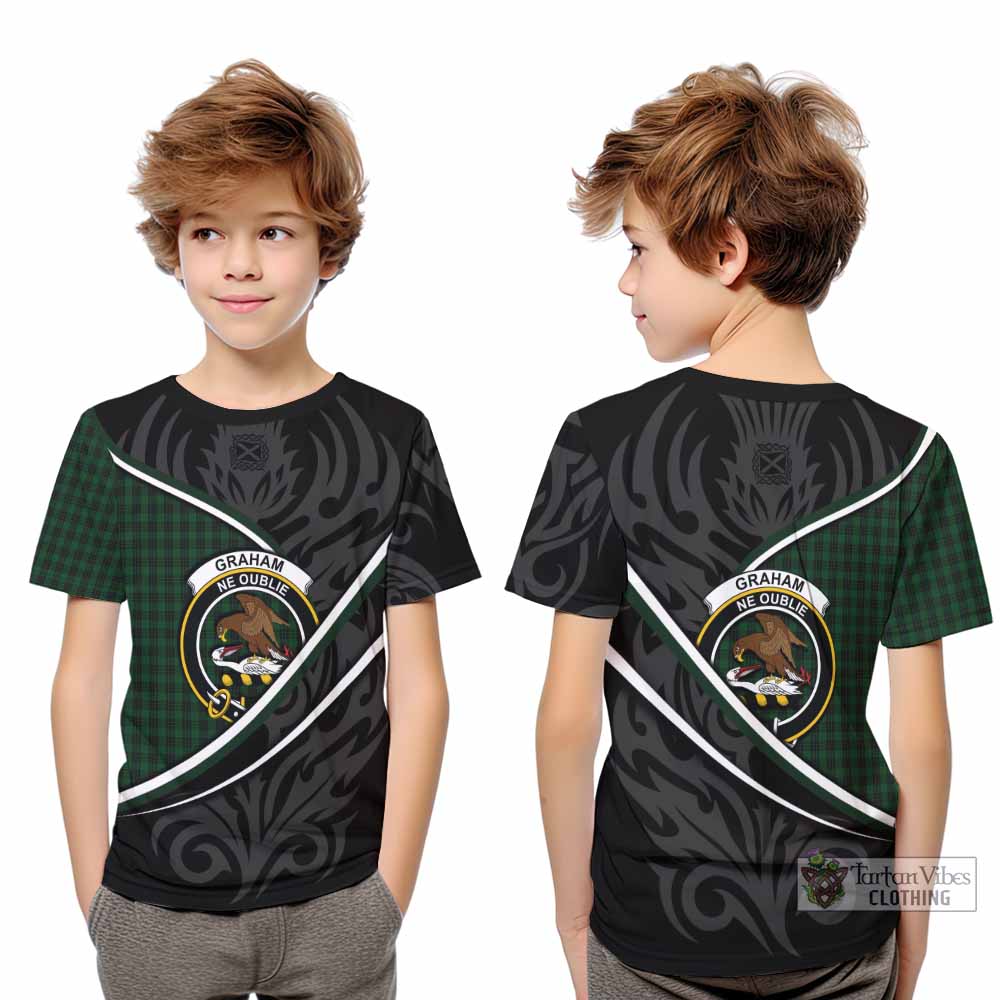 Graham Tartan Family Crest Kid T-shirt Celtic Scottish Thistle Floral - Tartan Vibes Clothing