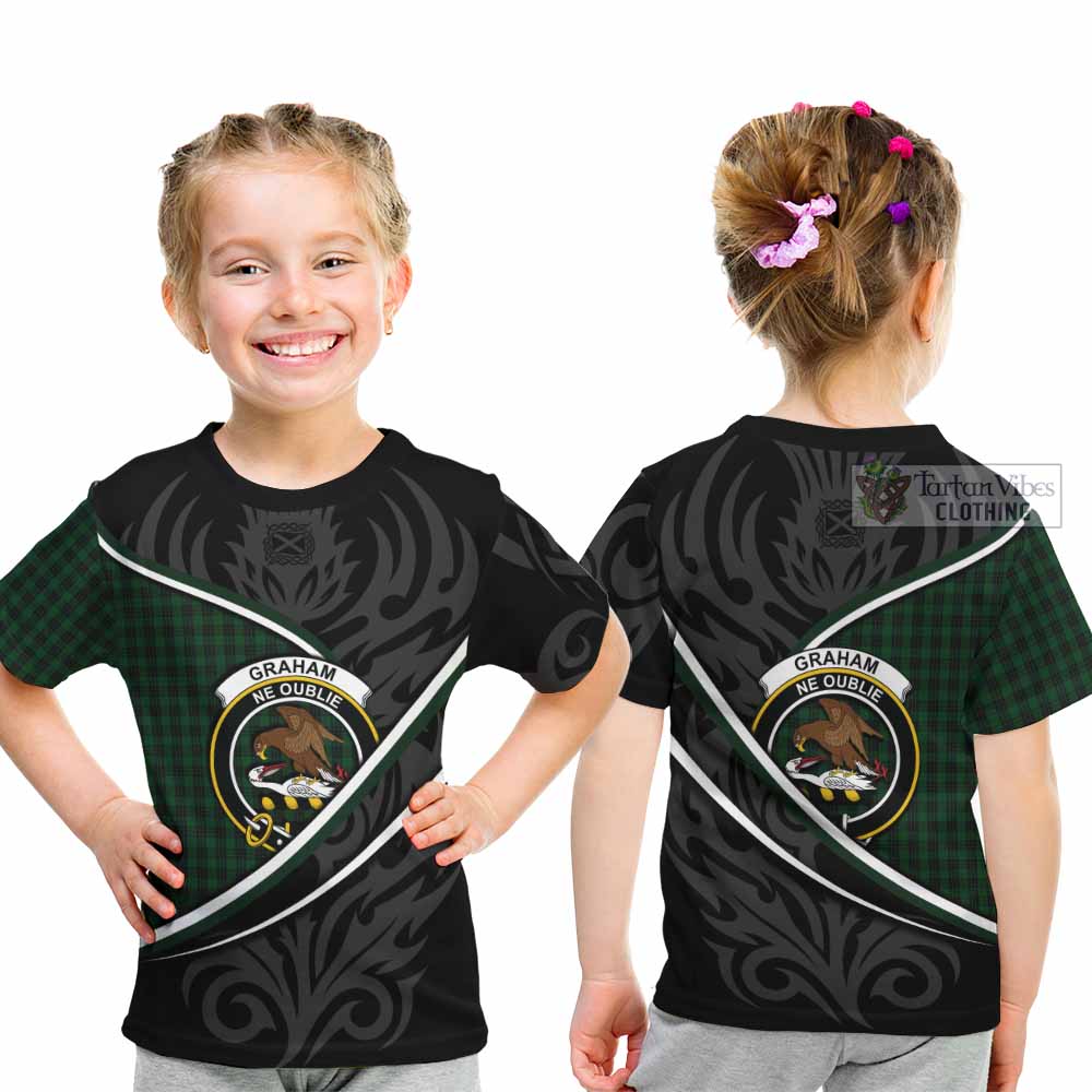 Graham Tartan Family Crest Kid T-shirt Celtic Scottish Thistle Floral - Tartan Vibes Clothing