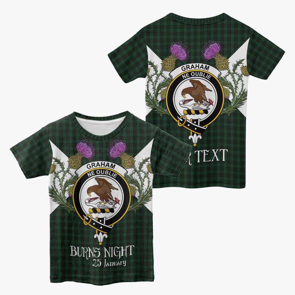 Graham Tartan Family Crest Kid T-shirt Scottish Burns Night Thistle Floral