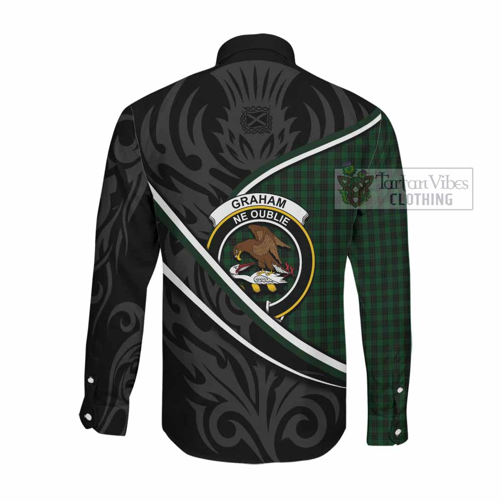 Graham Tartan Family Crest Long Sleeve Button Shirts Celtic Scottish Thistle Floral - Tartan Vibes Clothing