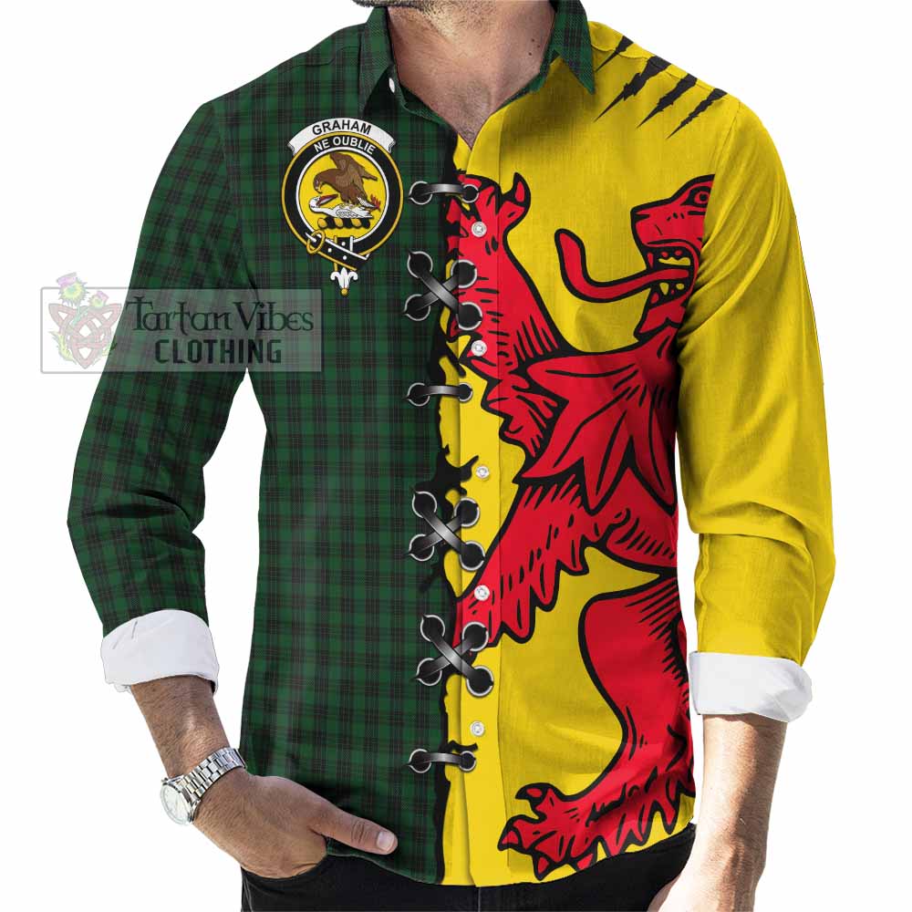 Graham Tartan Family Crest Long Sleeve Button Shirts Lion Rampant Honor - Tartan Vibes Clothing