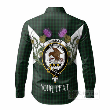 Graham Tartan Family Crest Long Sleeve Button Shirts Scottish Burns Night Thistle Floral