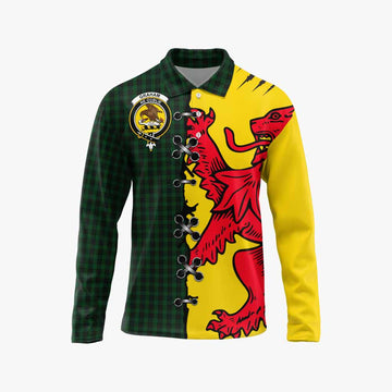 Graham Tartan Family Crest Long Sleeve Polo Shirt Lion Rampant Honor