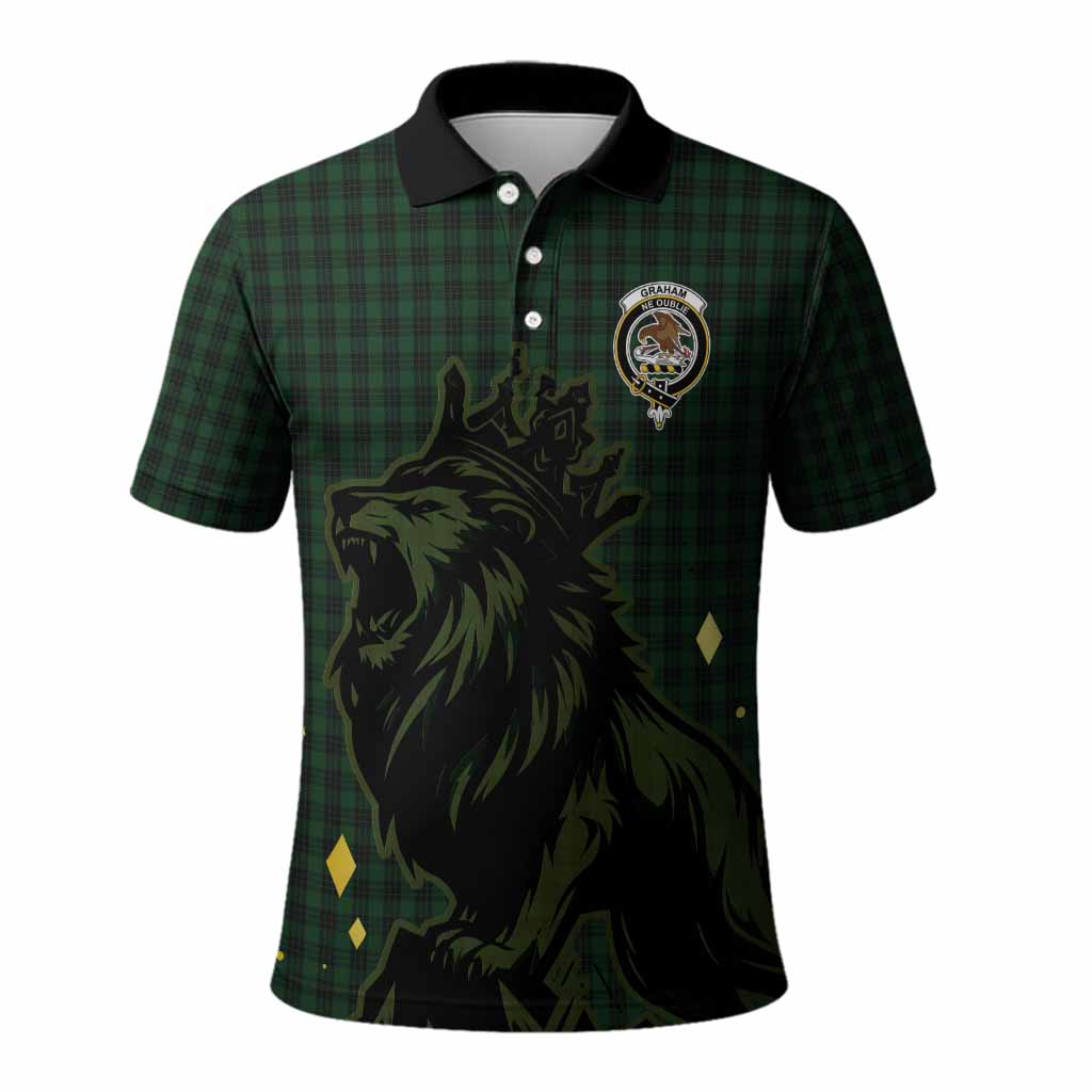 Graham Tartan Family Crest Polo Shirt Crowned Lion Roaring