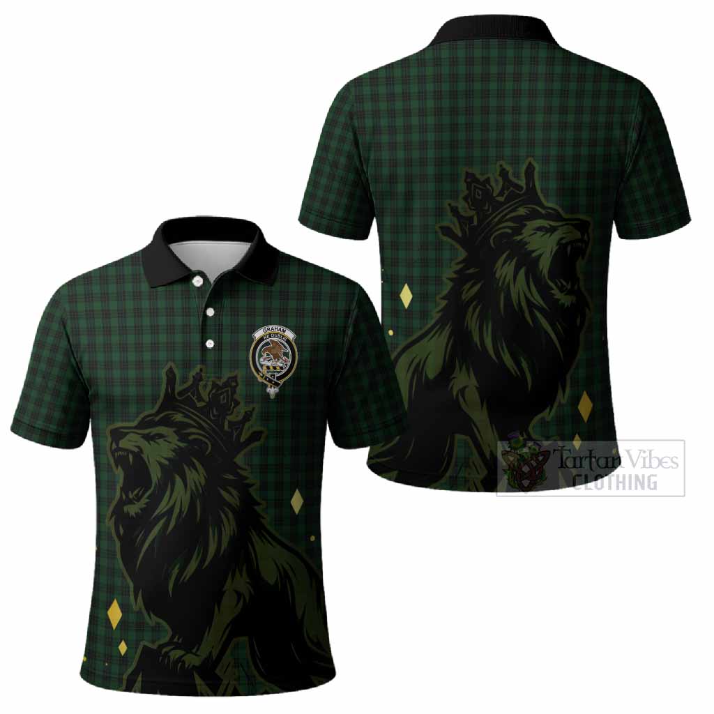 Graham Tartan Family Crest Polo Shirt Crowned Lion Roaring