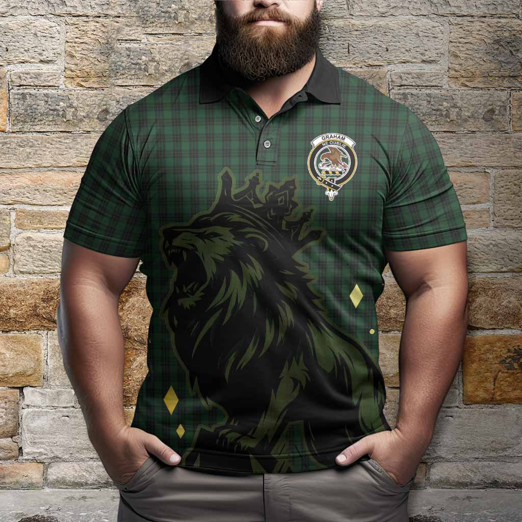 Graham Tartan Family Crest Polo Shirt Crowned Lion Roaring