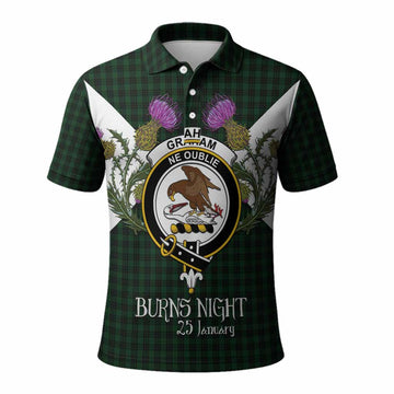 Graham Tartan Family Crest Polo Shirt Scottish Burns Night Thistle Floral