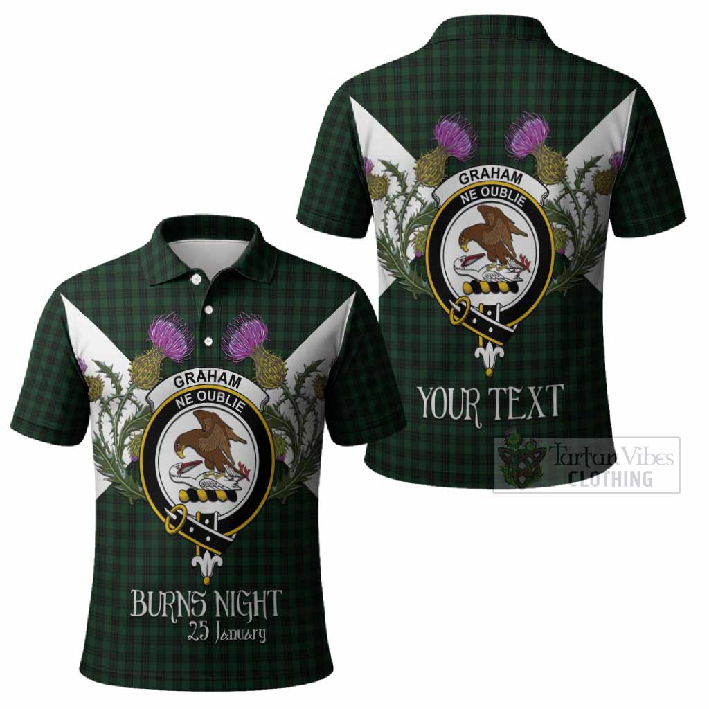 Graham Tartan Family Crest Polo Shirt Scottish Burns Night Thistle Floral