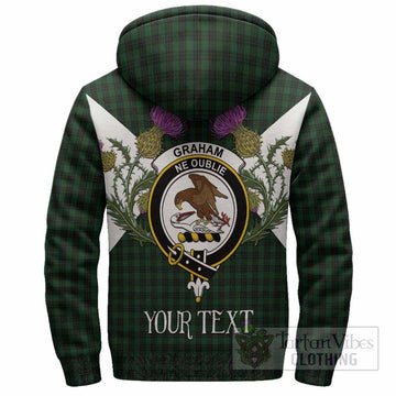 Graham Tartan Family Crest Sherpa Hoodie Scottish Burns Night Thistle Floral