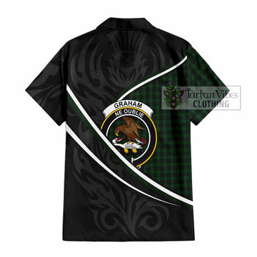 Graham Tartan Family Crest Short Sleeve Button Shirt Celtic Scottish Thistle Floral - Tartan Vibes Clothing