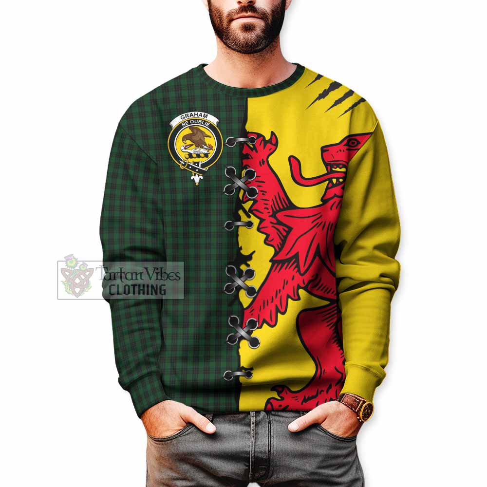Graham Tartan Family Crest Sweatshirt Lion Rampant Honor - Tartan Vibes Clothing
