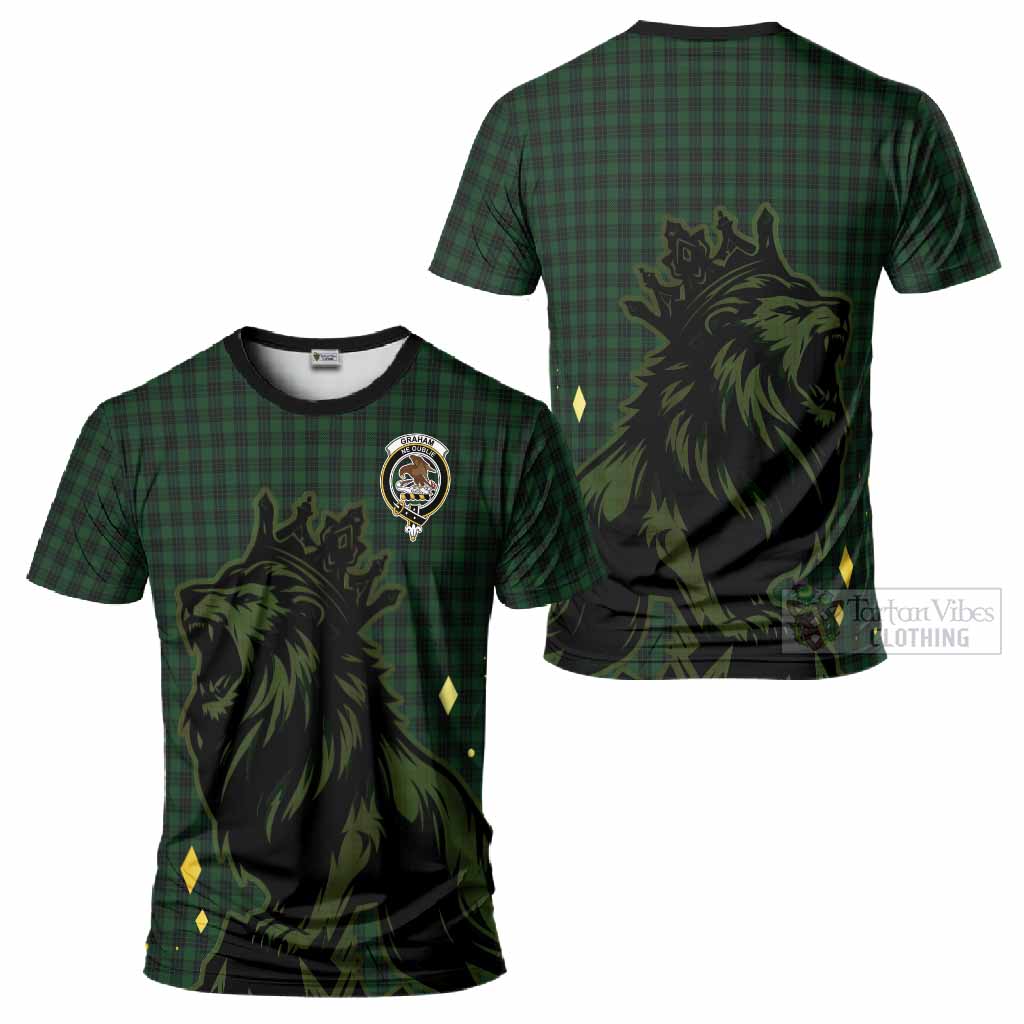 Graham Tartan Family Crest T-Shirt Crowned Lion Roaring