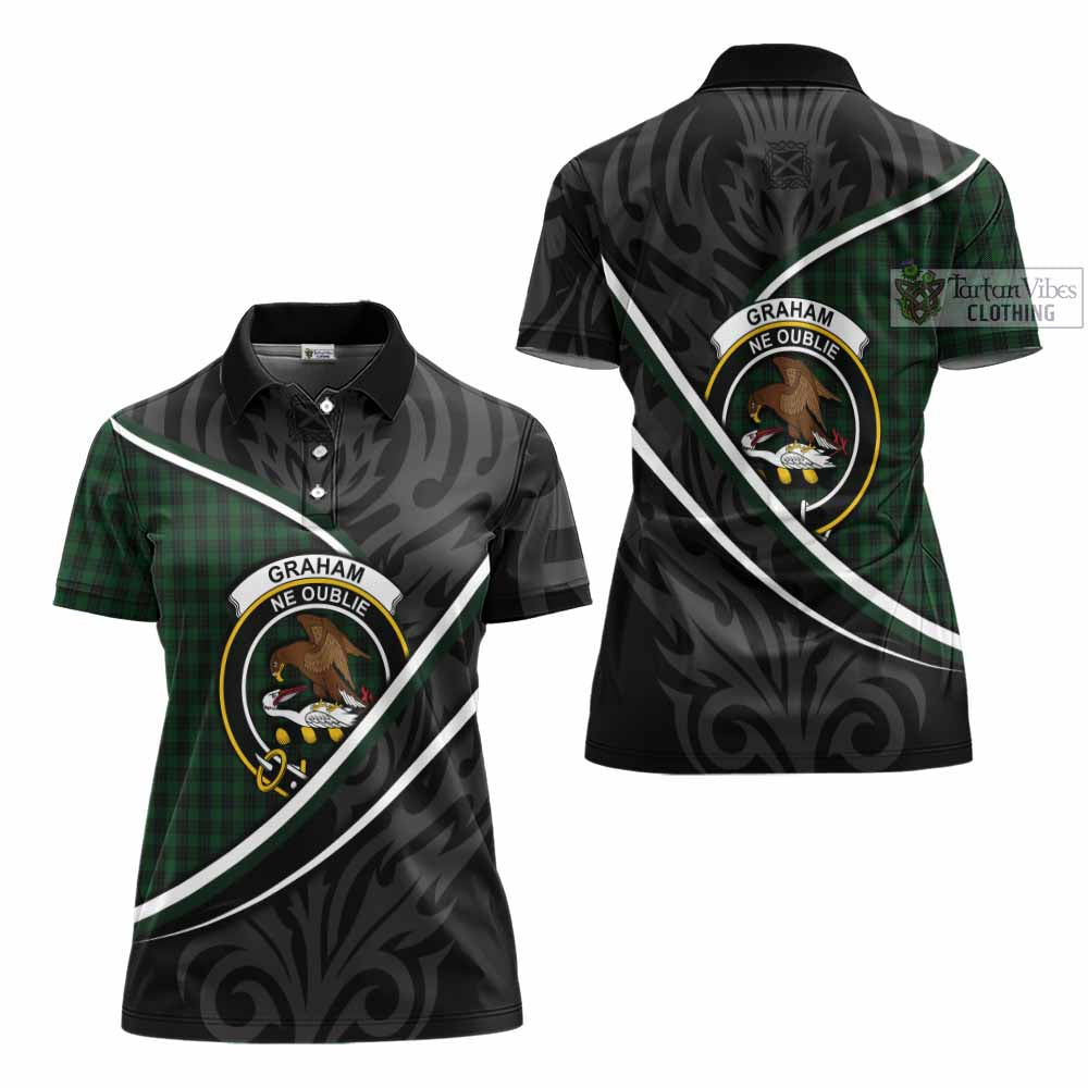 Graham Tartan Family Crest Women's Polo Shirt Celtic Scottish Thistle Floral - Tartan Vibes Clothing