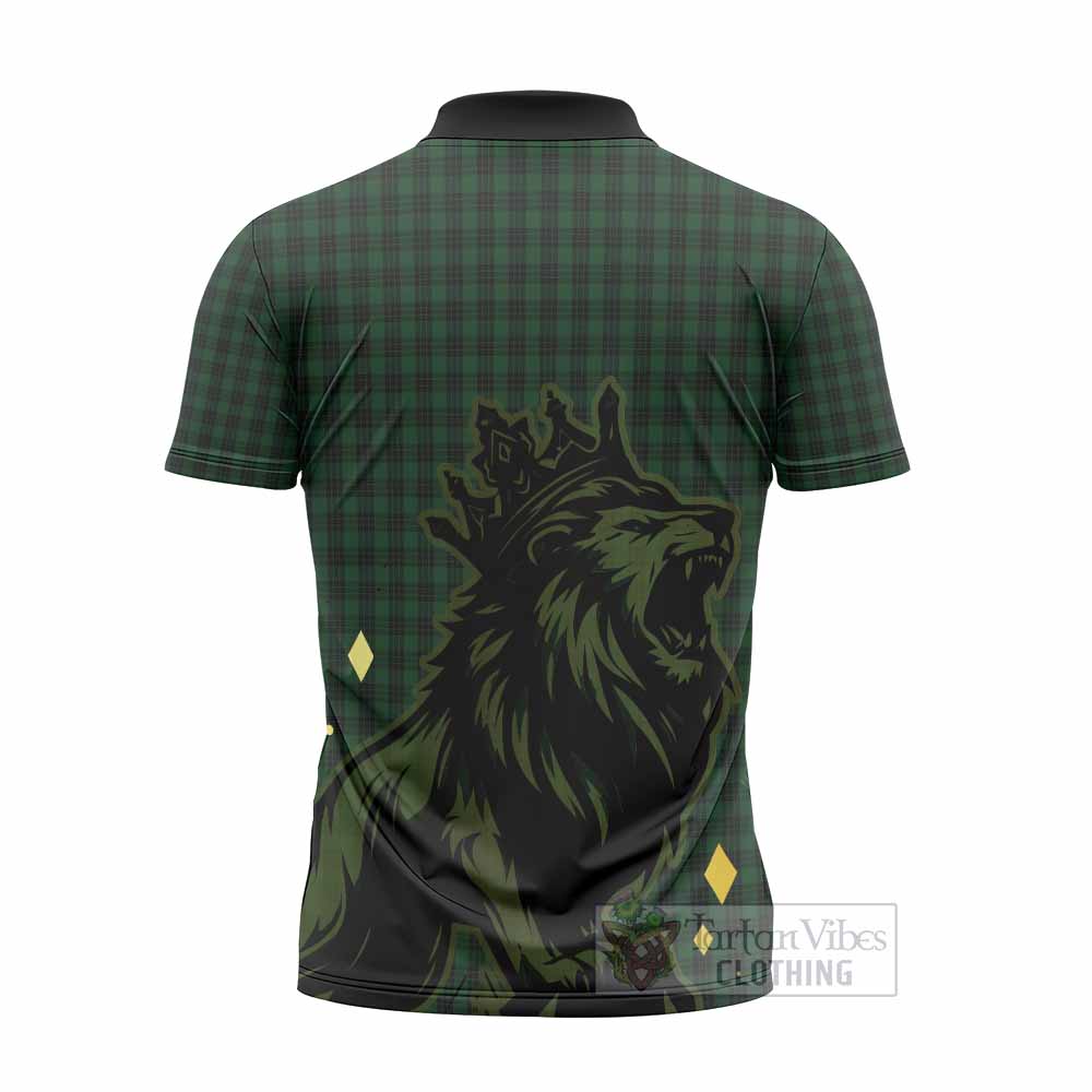 Graham Tartan Family Crest Zipper Polo Shirt Crowned Lion Roaring