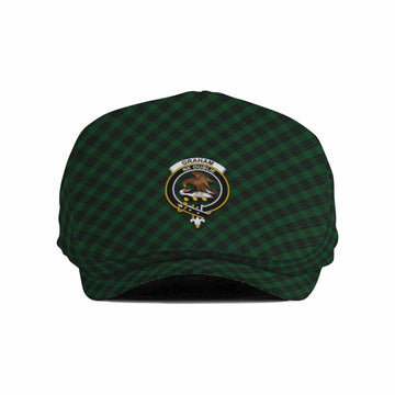 Graham Tartan Flat Cap, Jeff Cap Cross Style with Family Crest