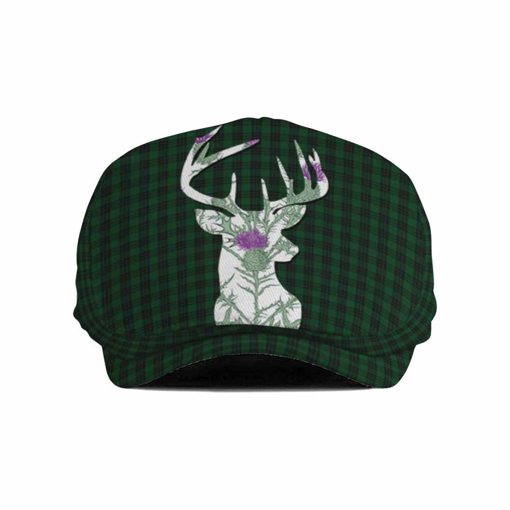 Graham Tartan Flat Cap, Jeff Cap Scottish Stag Thistle Floral Art