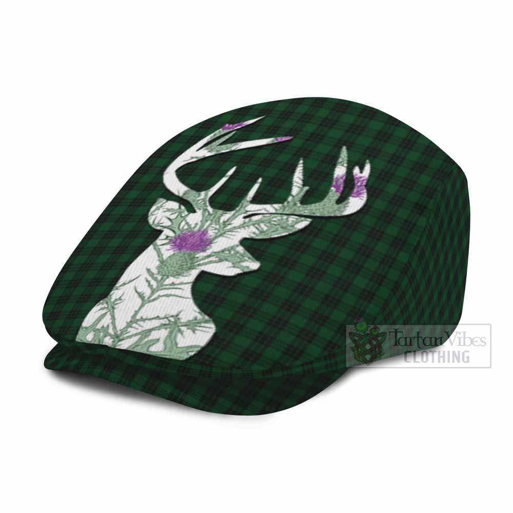 Graham Tartan Flat Cap, Jeff Cap Scottish Stag Thistle Floral Art