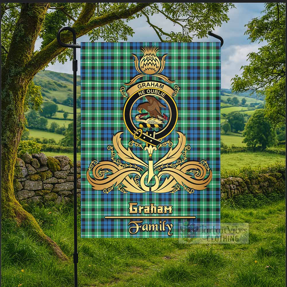 Graham Tartan Garden Flag with Highland Thistle Cherish Family Crest Style - Tartan Vibes Clothing