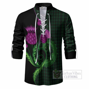Graham Tartan Ghillie Shirt Traditional Scottish Thistle