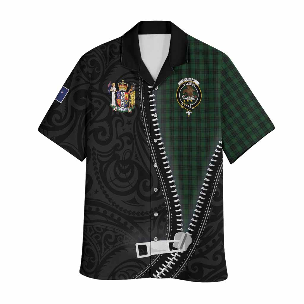 Graham Tartan Hawaiian Shirt New Zealand Pattern Unique Zipper Stylized