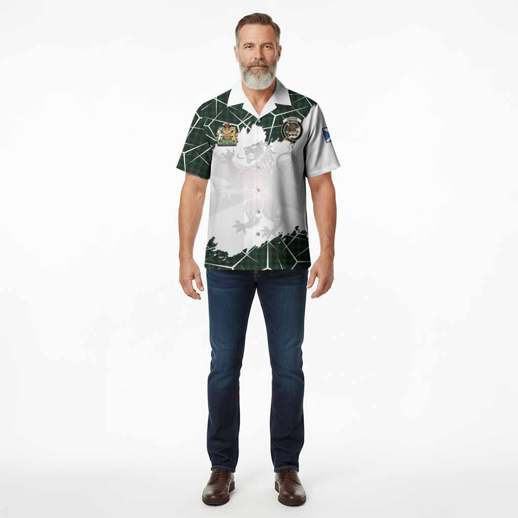 Graham Tartan Hawaiian Shirt with Family Crest and Lion Rampant Grunge Style