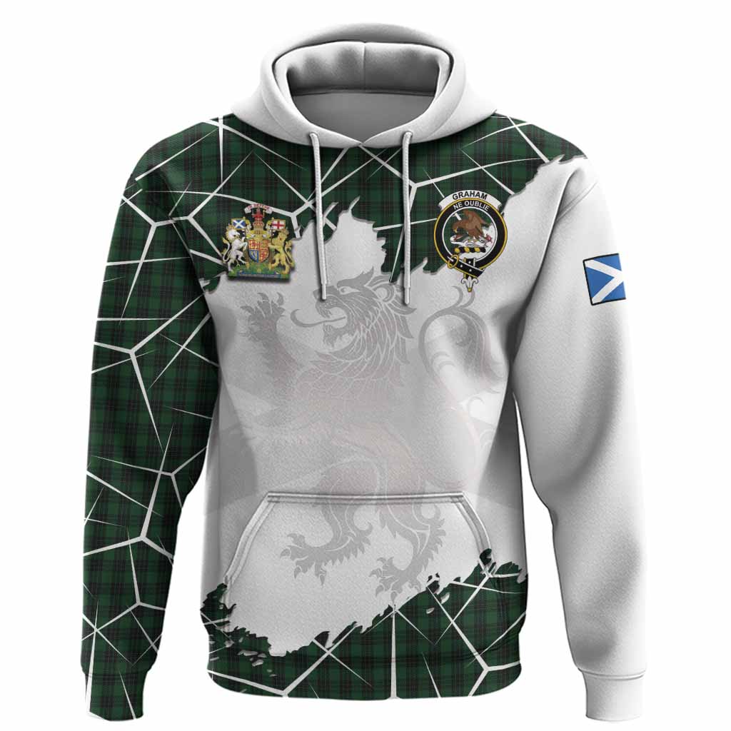 Graham Tartan Hoodie with Family Crest and Lion Rampant Grunge Style