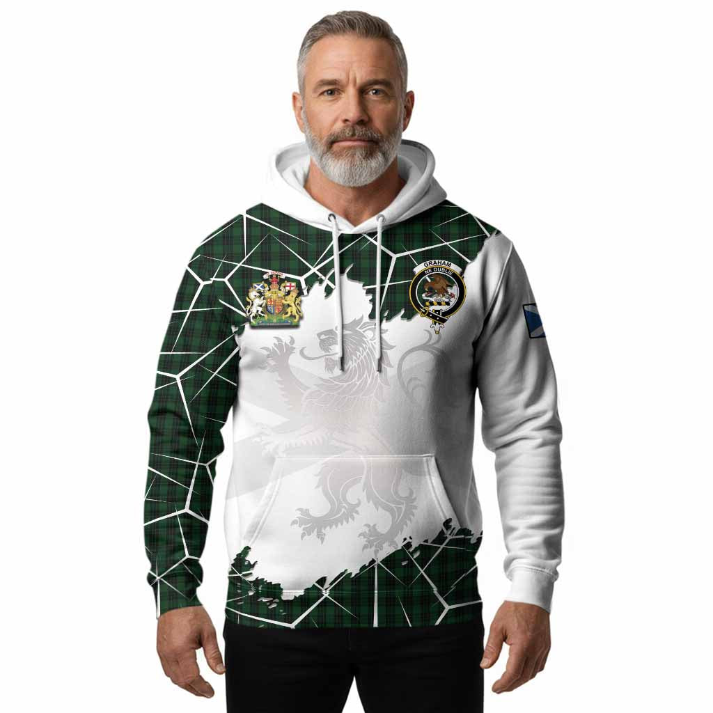 Graham Tartan Hoodie with Family Crest and Lion Rampant Grunge Style